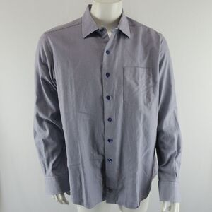 David Donahue Long Sleeve Button Up Shirt Mens XL Blue 100% Cotton